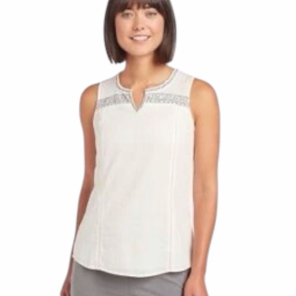 KUHL Women’s White Sleeveless Katrin V-Neck Tank Top Size Large